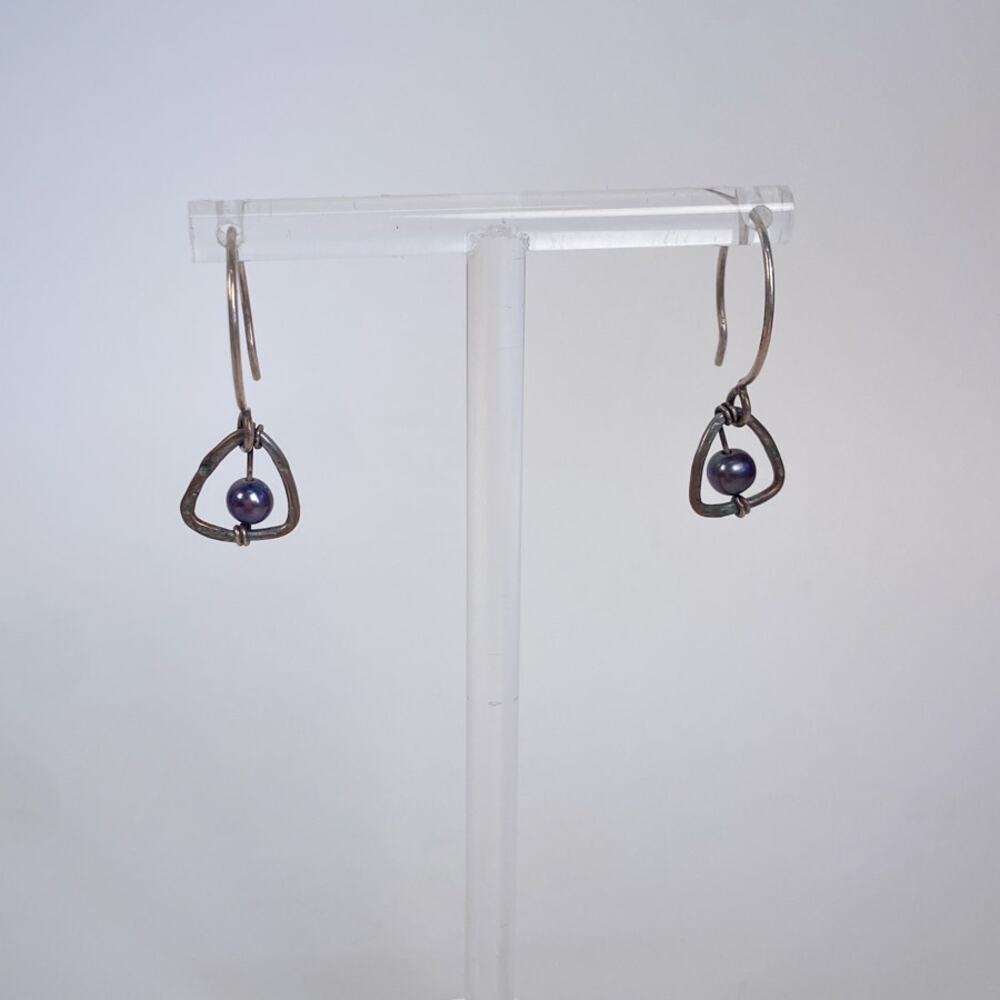 Tuscan Mom Aesthetic Silver Earrings Small Beaded Dangly Earrings